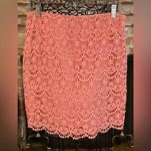 Aniina Chic Coral Lace Pencil Skirt